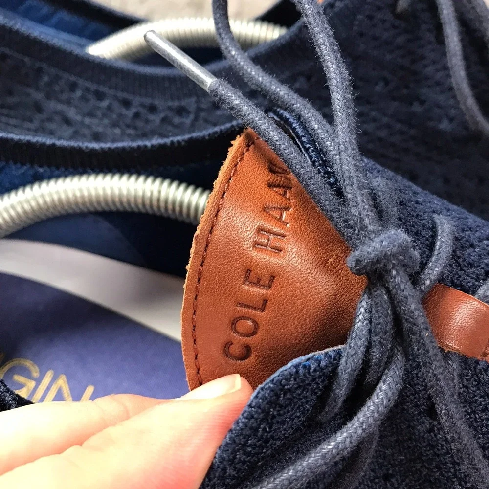 Cole Haan OriginalGrand Stitchlite Wingtip Oxford Mens 12M Blue Knit‎ Sneaker